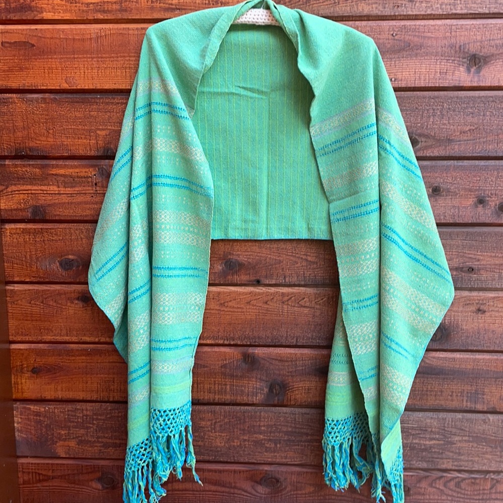 Handwoven Artisan Cotton Made in Mexico Boho Shawl Scarf Wrap